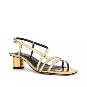 Tony bianco perri sandals gold metallic square toe heel